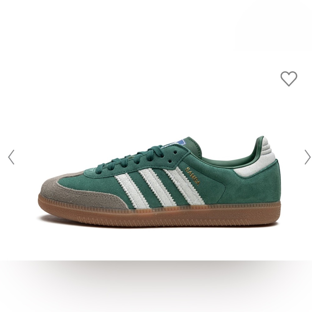 Adidas sambas in collegiate green suede